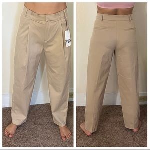 Beige Zara wide leg trousers